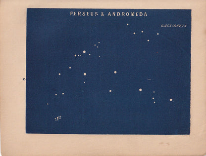 1900 STAR MAP Print - PERSEUS & Andromeda - Constellations Wall Art - Antique Astronomy Decor - Vintage - 4.5 x 5.5 Inches