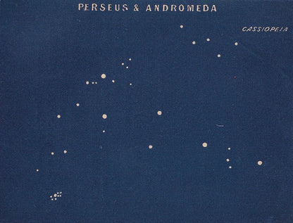 1900 STAR MAP Print - PERSEUS & Andromeda - Constellations Wall Art - Antique Astronomy Decor - Vintage - 4.5 x 5.5 Inches