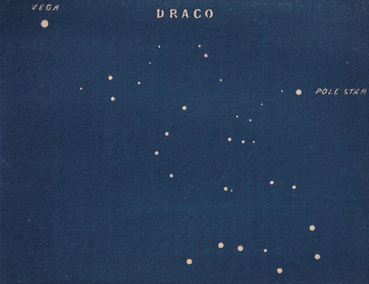 1900 STAR MAP Print - DRACO - Constellations Wall Art - Antique Astronomy Decor - Vintage - 4.5 x 5.5 Inches