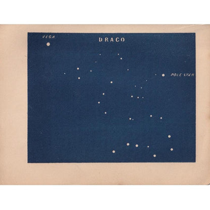 1900 STAR MAP Print - DRACO - Constellations Wall Art - Antique Astronomy Decor - Vintage - 4.5 x 5.5 Inches