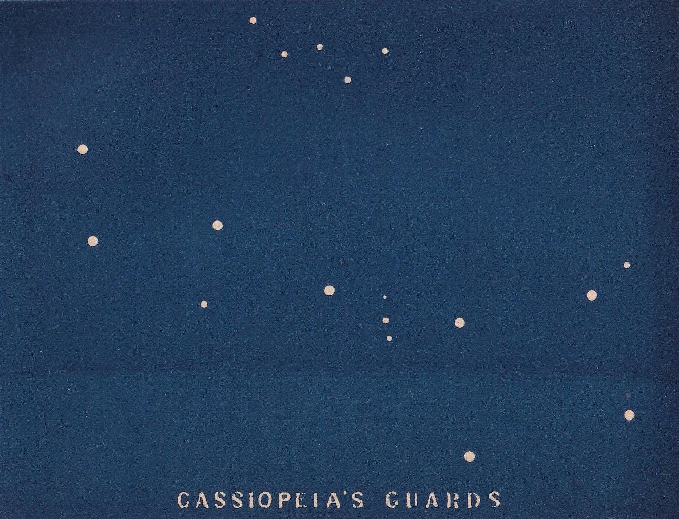 1900 STAR MAP Print - Cassiopeia Guards - Constellations Wall Art - Antique Astronomy Decor - Vintage - 4.5 x 5.5 Inches