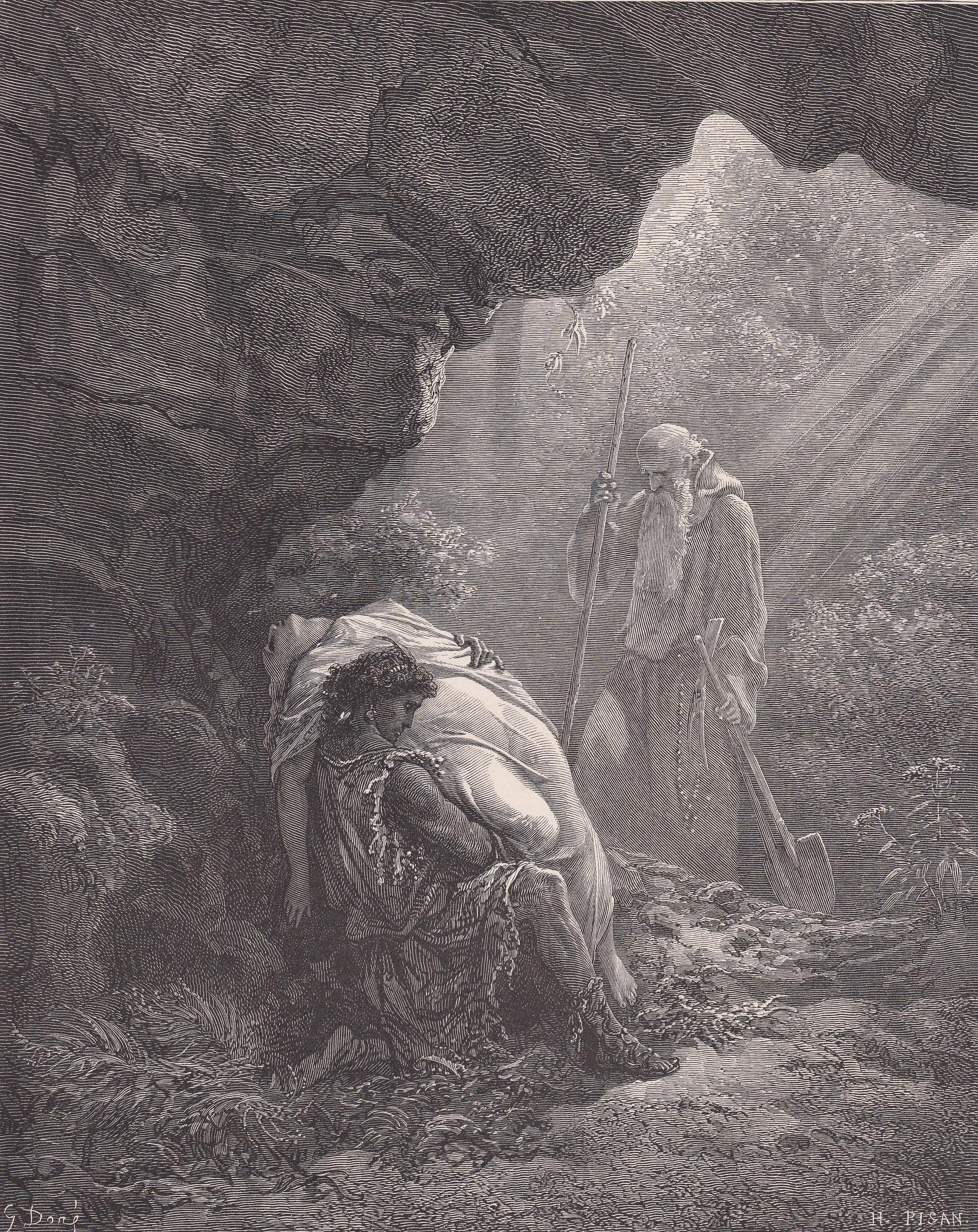 1870 GUSTAVE DORE Print - "The Burial of Atala" - Dore Bible Wall Art - Dore Engraving - Chateaubriand - 8.5 x 12.2 Inches