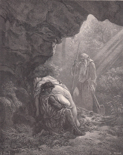 1870 GUSTAVE DORE Print - "The Burial of Atala" - Dore Bible Wall Art - Dore Engraving - Chateaubriand - 8.5 x 12.2 Inches
