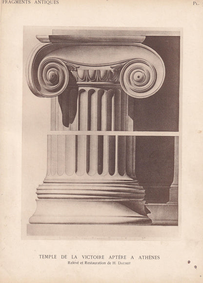 c. 1910 TEMPLE of VICTORY, ACROPOLIS, Athens, Greece - Roman Architecture Print - Roman Greek History - Gift Decor - 8.6 x 12