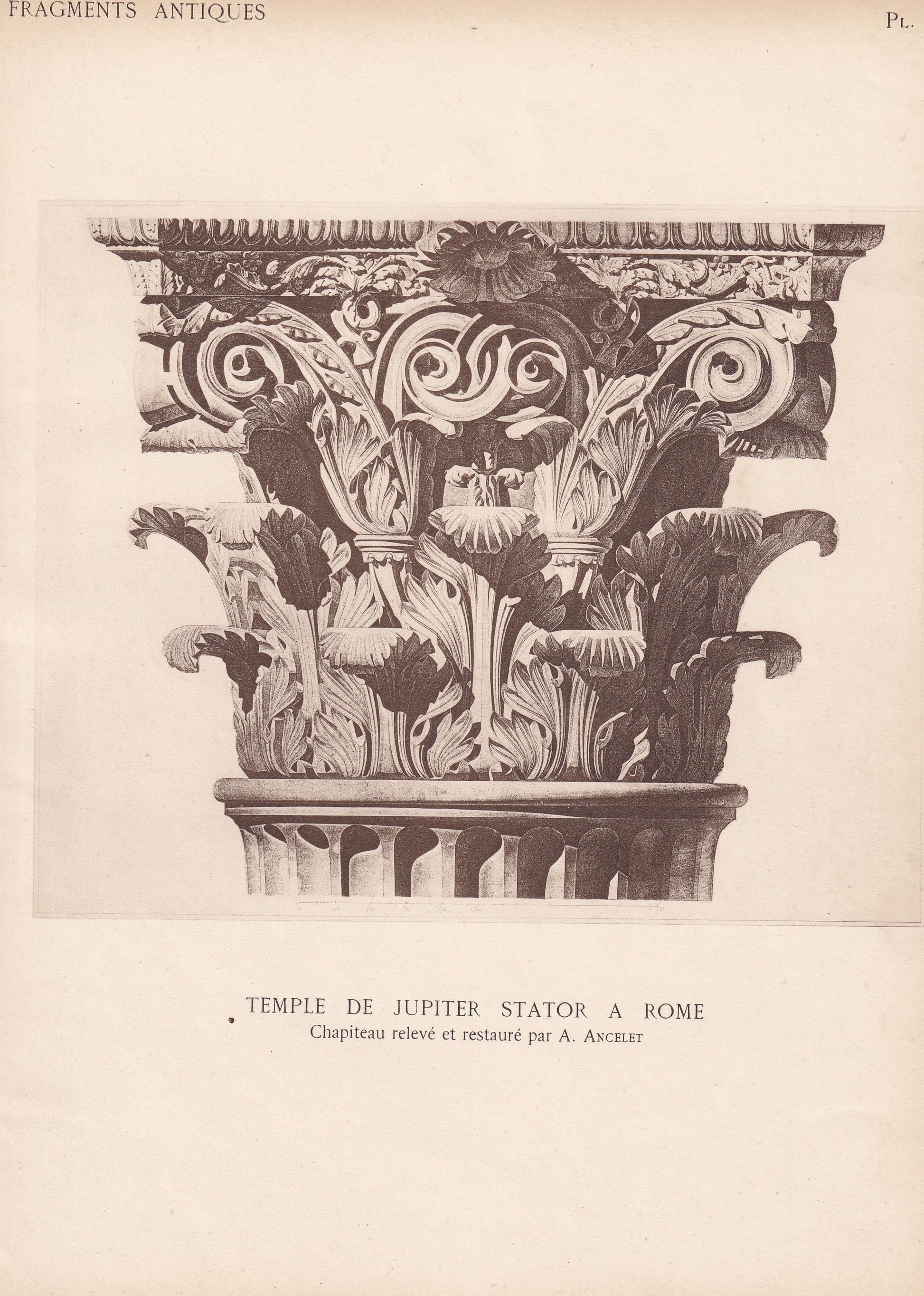 c. 1910 TEMPLE of JUPITER STATOR, Rome, Italy - Roman Architecture Print - Roman Greek History - Gift Decor - 8.6 x 12 Inches