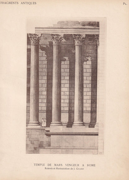 c. 1910 TEMPLE Of MARS the AVENGER, Rome, Italy - Roman Architecture Print - Roman Greek History - Gift Decor - 8.6 x 12 Inch