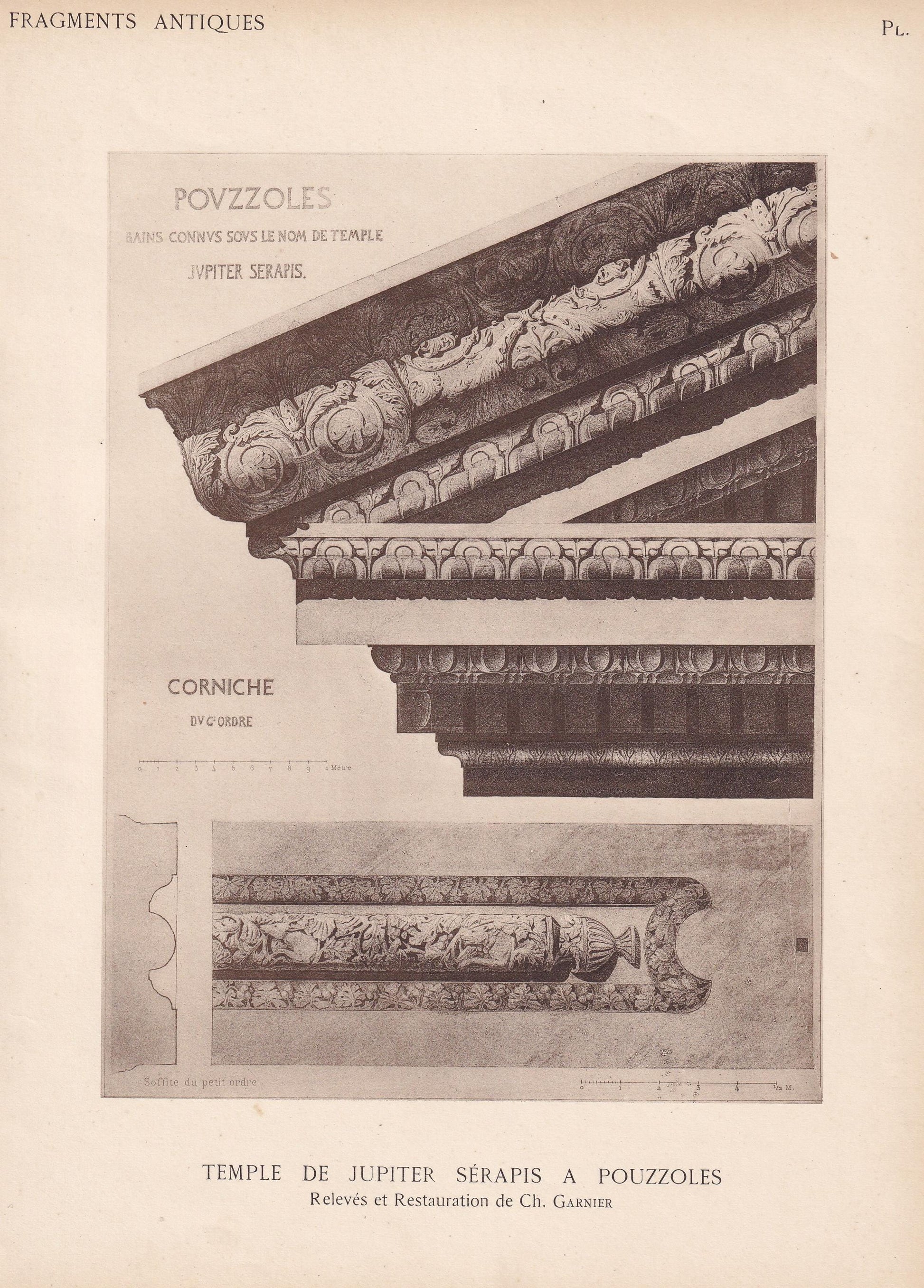 c. 1910 TEMPLE Of SERAPIS, POZZUOLI, Italy - Roman Architecture Print - Roman Greek History - Gift Decor - 8.6 x 12 Inches