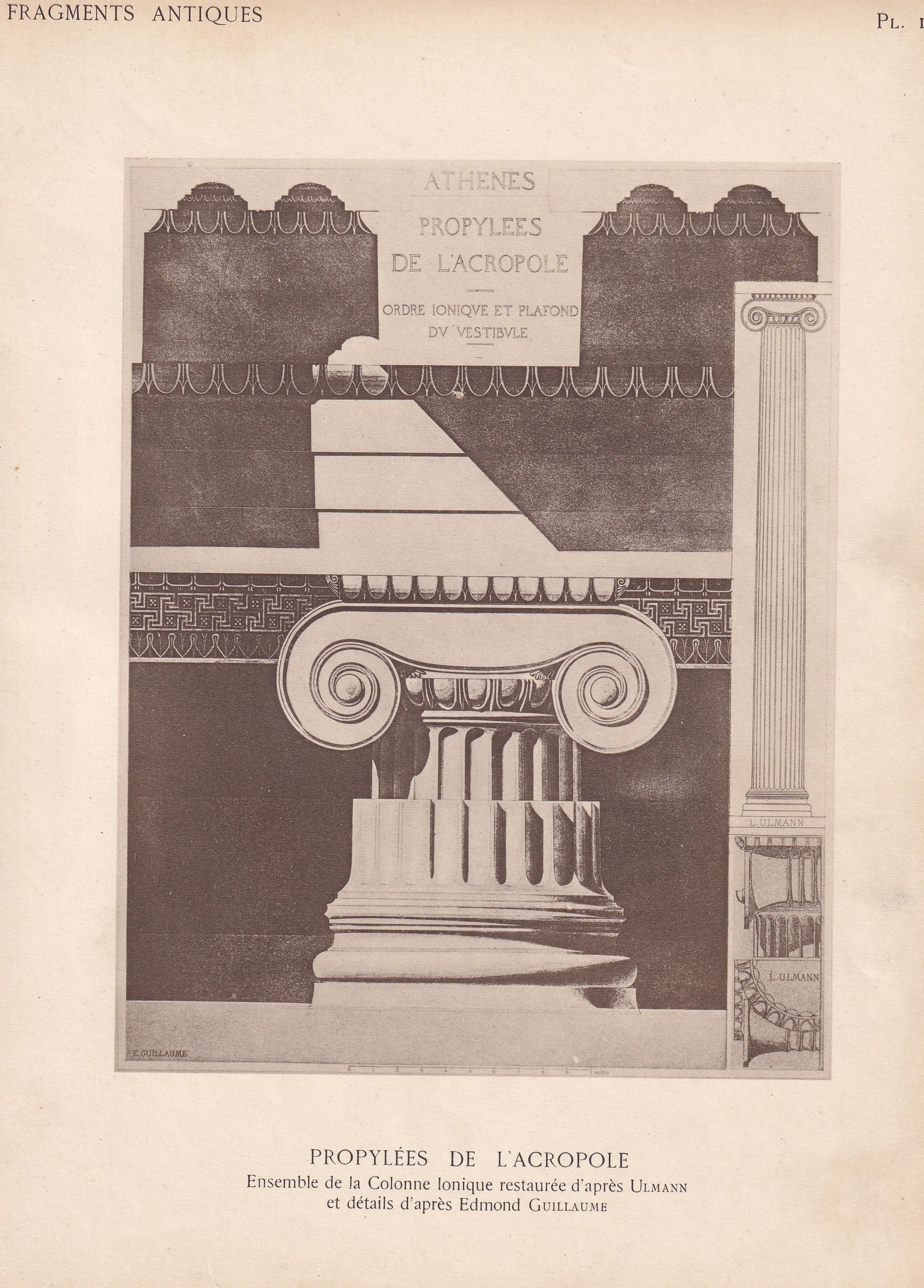 c. 1910 ACROPOLIS PROPYLAEA, Ionic Capital - Roman Architecture Print - Roman Greek History - Gift Decor - 8.6 x 12 Inches
