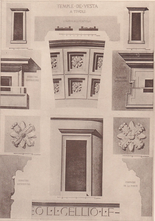 c. 1910 TEMPLE OF VESTA, In Tivoli - Roman Architecture Print - Roman Greek History - Gift Decor - 8.6 x 12 Inches