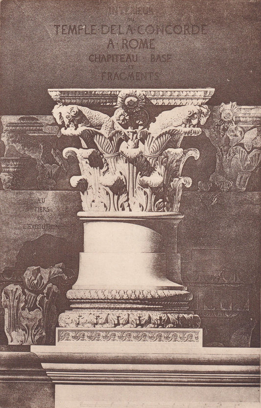 c. 1910 TEMPLE OF CONCORD, In Rome - Roman Architecture Print - Roman Greek History - Gift Decor - 8.6 x 12 Inches