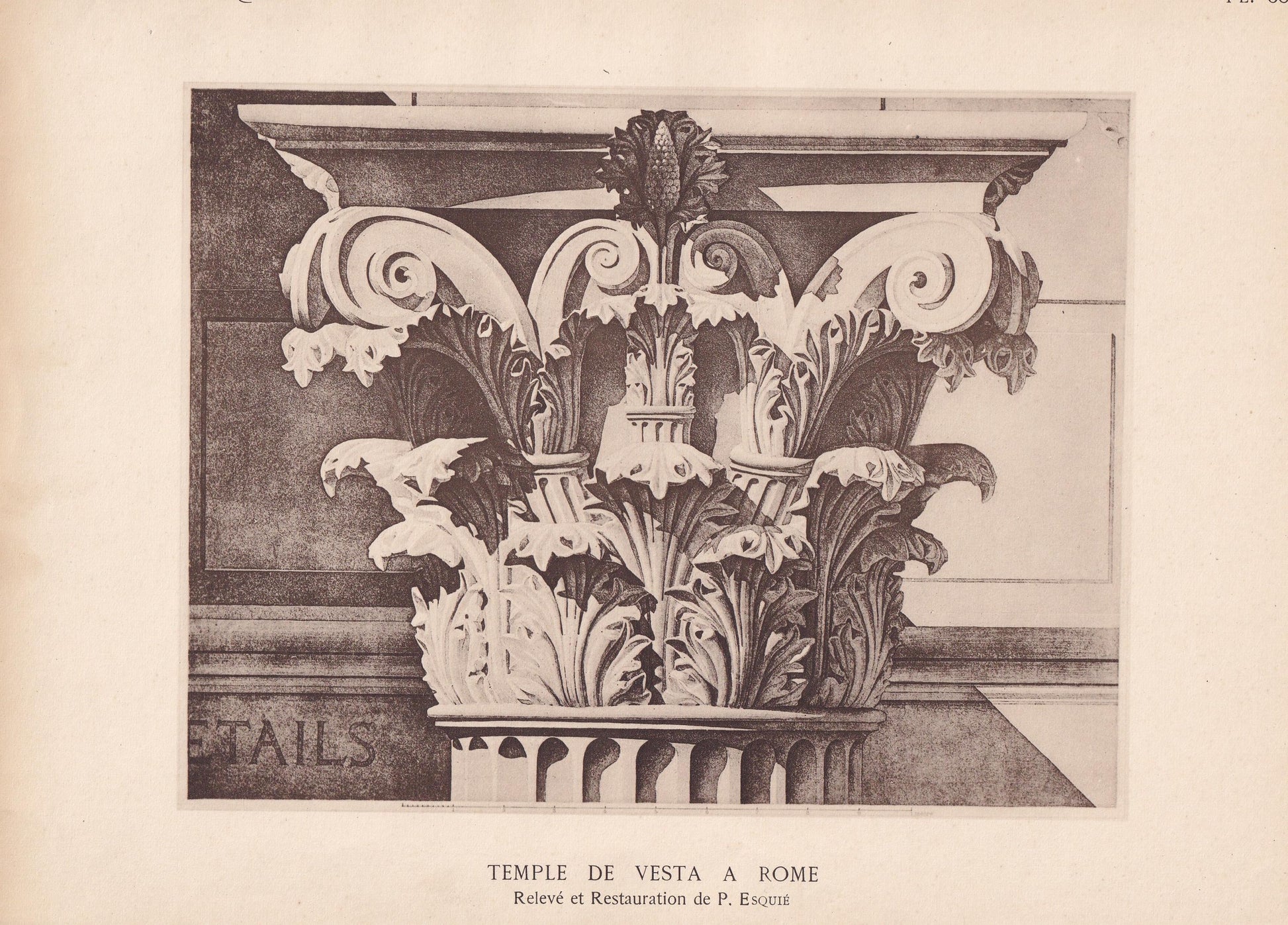 c. 1910 TEMPLE OF VESTA, In Rome - Roman Architecture Print - Roman Greek History - Gift Decor - 8.6 x 12 Inches