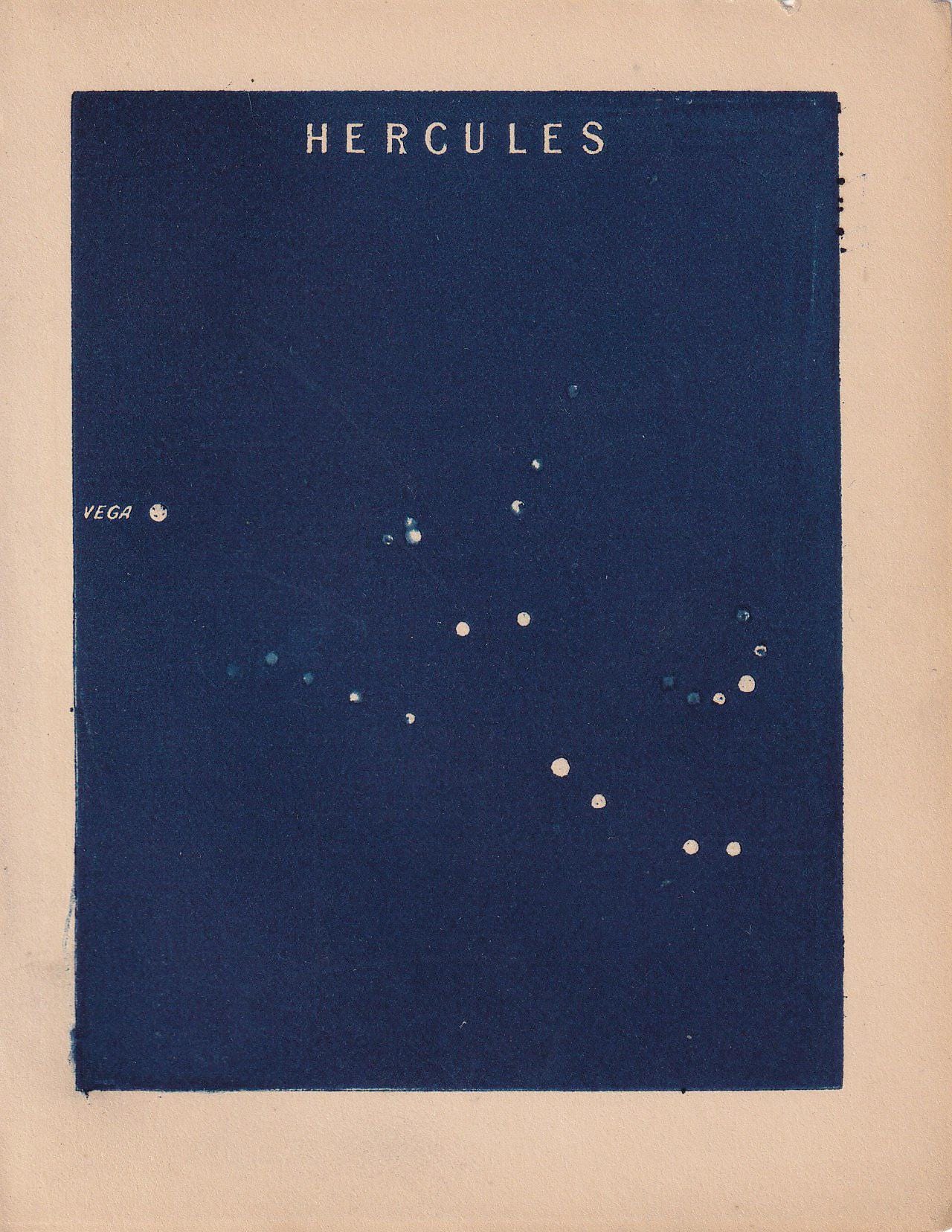 1900 STAR MAP Print - HERCULES - Constellations Wall Art - Antique Astronomy Decor - Original Vintage Print - 4.5 x 5.5 Inches