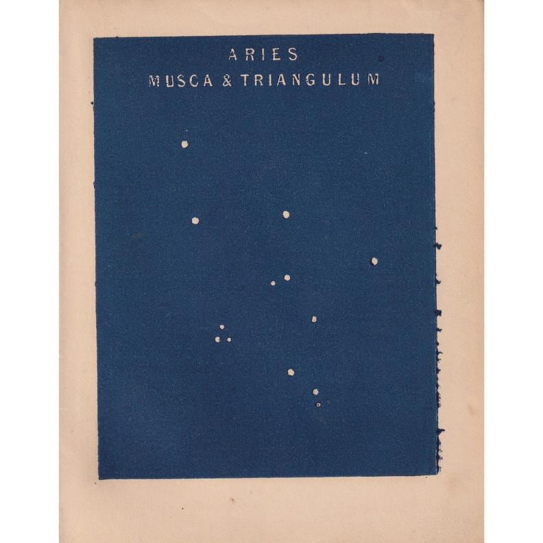 1900 STAR MAP Print - ARIES Musca & Triangulum - Constellations Wall Art - Antique Astronomy Decor - Vintage Print - 4.5 x 5.5 Inches