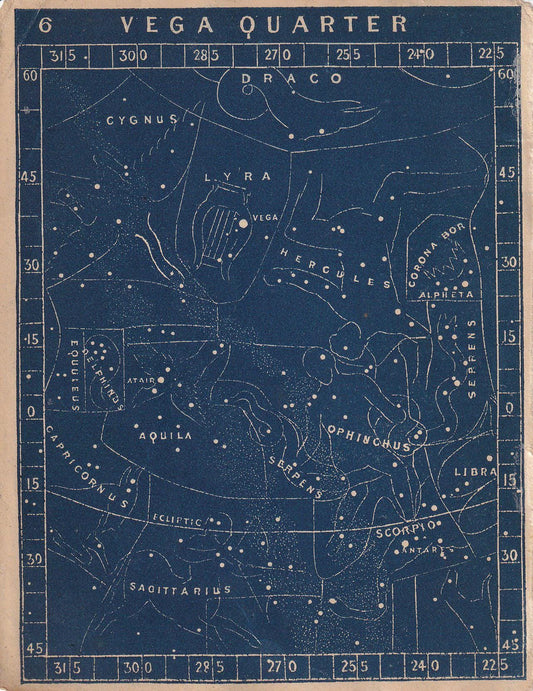 1900 STAR MAP Print - VEGA Quarter - Constellations Wall Art - Antique Astronomy Decor - Vintage Print - 4.5 x 5.5 Inches