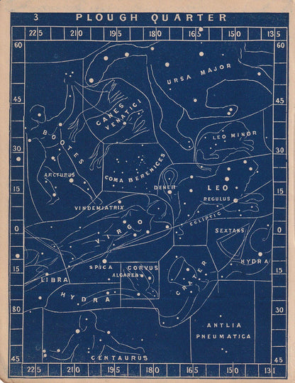 1900 STAR MAP Print - PLOUGH Quarter - Constellations Wall Art - Antique Astronomy Decor - Vintage Print - 4.5 x 5.5 Inches