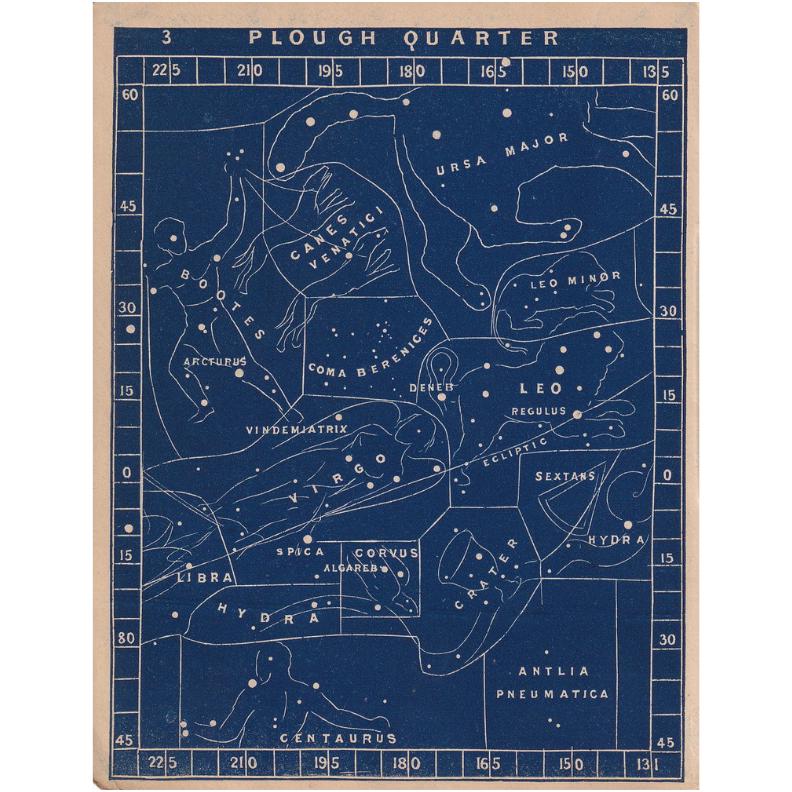 1900 STAR MAP Print - PLOUGH Quarter - Constellations Wall Art - Antique Astronomy Decor - Vintage Print - 4.5 x 5.5 Inches