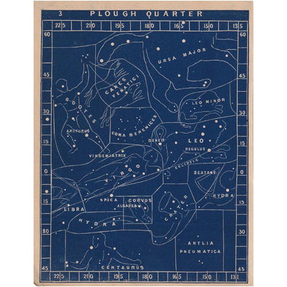 1900 STAR MAP Print - PLOUGH Quarter - Constellations Wall Art - Antique Astronomy Decor - Vintage Print - 4.5 x 5.5 Inches