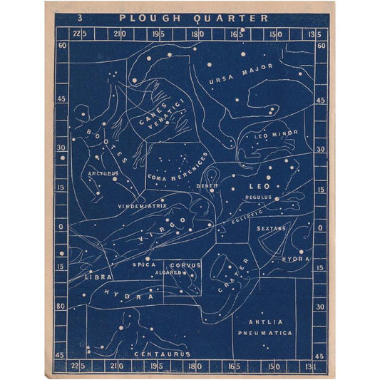 1900 STAR MAP Print - PLOUGH Quarter - Constellations Wall Art - Antique Astronomy Decor - Vintage Print - 4.5 x 5.5 Inches