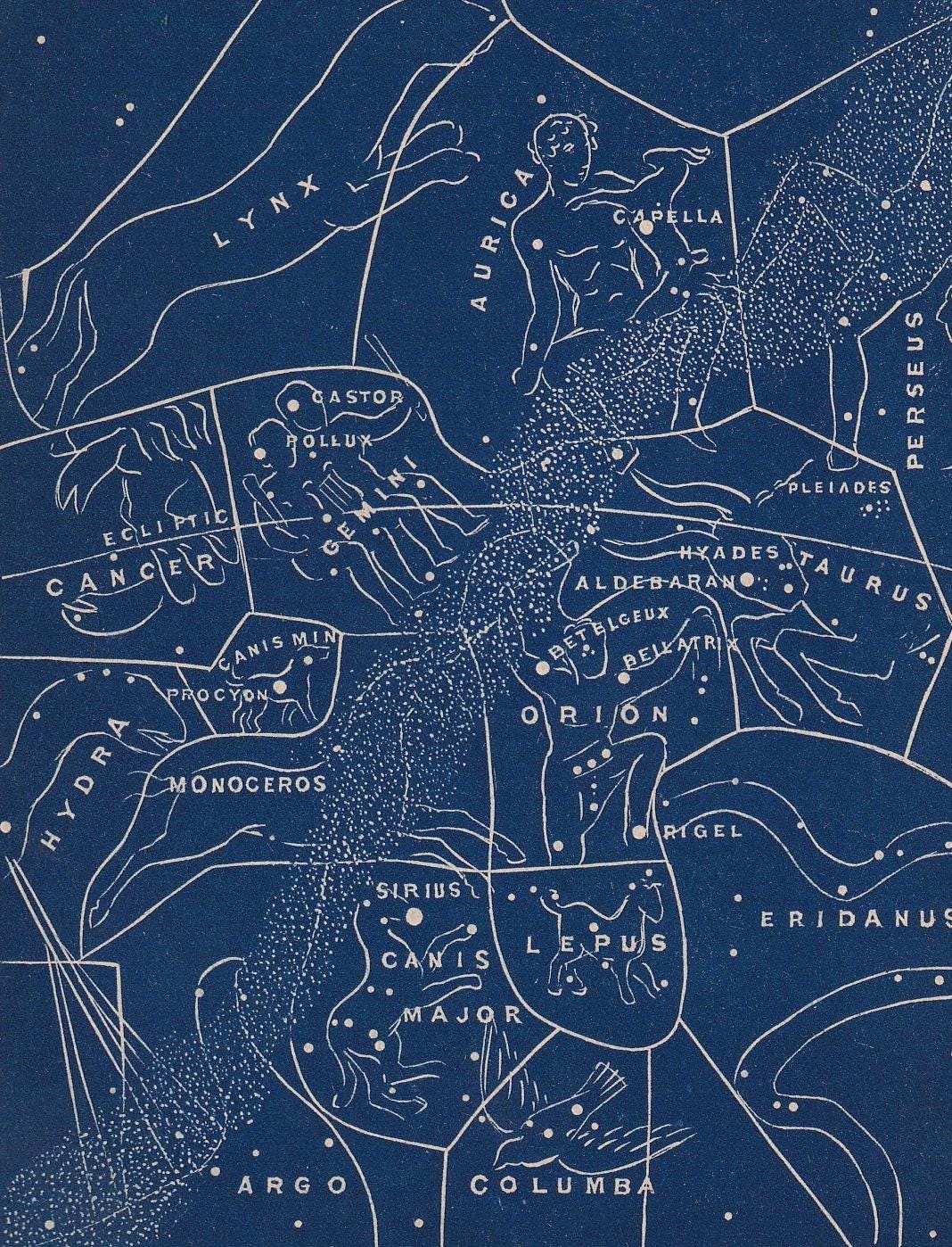 1900 STAR MAP Print - CAPELLA Quarter - Constellations Wall Art - Antique Astronomy Decor - Vintage Print - 4.5 x 5.5 Inches