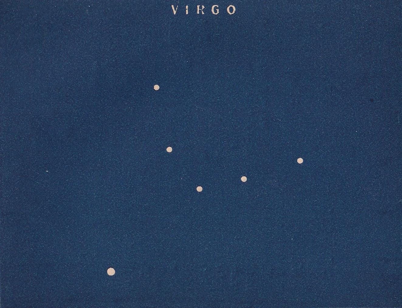 1900 STAR MAP Print - VIRGO - Constellations Wall Art - Antique Astronomy Decor - Vintage - 4.5 x 5.5 Inches