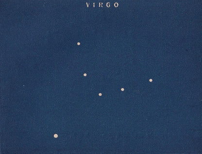 1900 STAR MAP Print - VIRGO - Constellations Wall Art - Antique Astronomy Decor - Vintage - 4.5 x 5.5 Inches