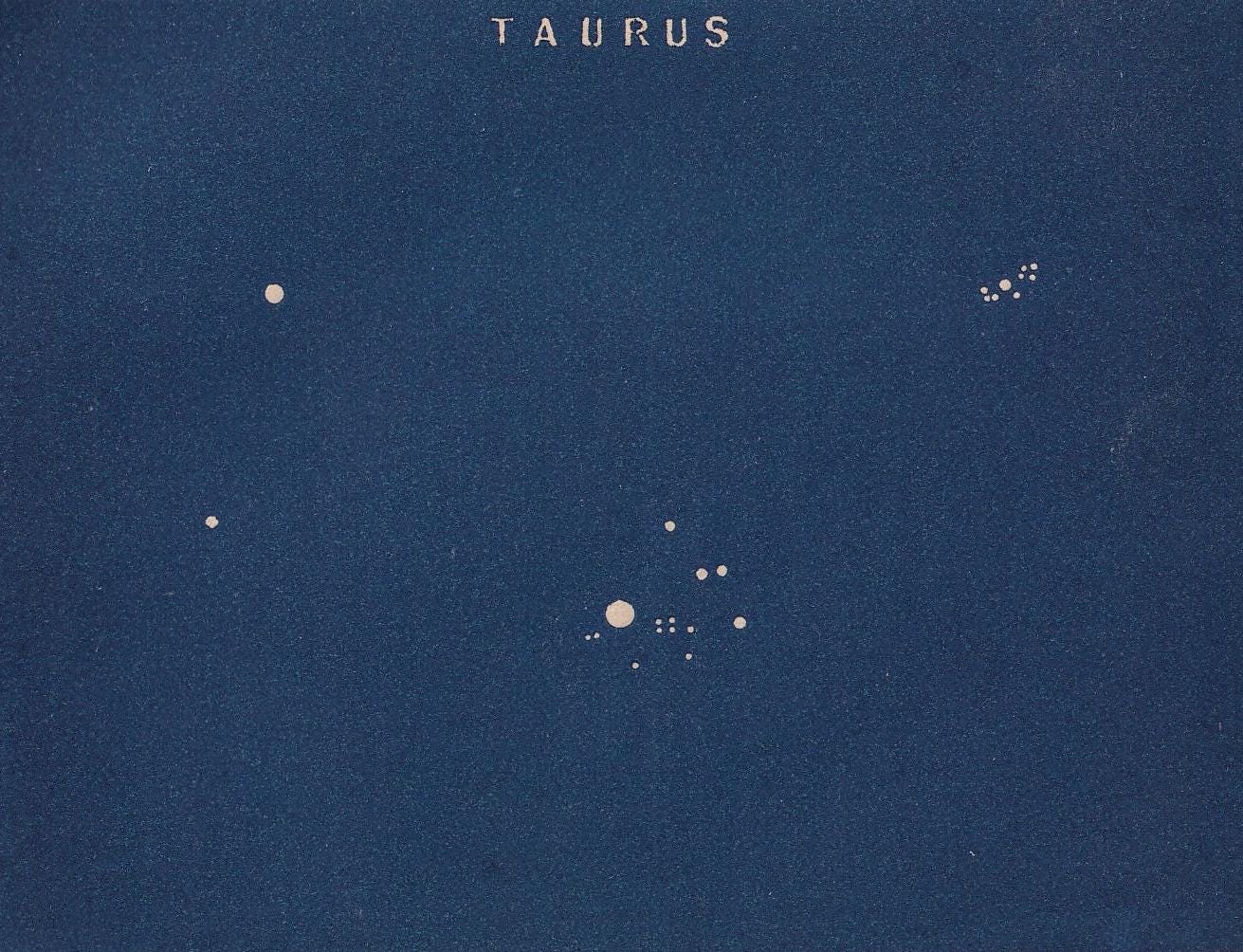 1900 STAR MAP Print - TAURUS - Constellations Wall Art - Antique Astronomy Decor - Vintage - 4.5 x 5.5 Inches