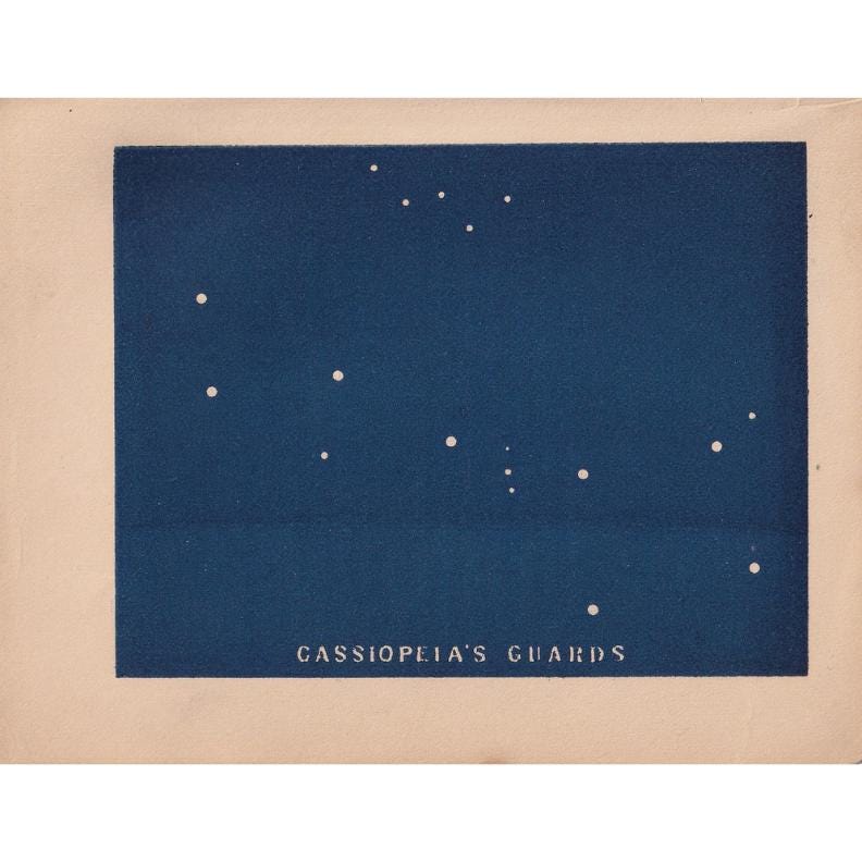 1900 STAR MAP Print - Cassiopeia Guards - Constellations Wall Art - Antique Astronomy Decor - Vintage - 4.5 x 5.5 Inches